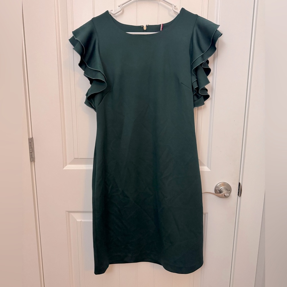 Tommy Hilfiger Green Ruffle Sleeve Dress